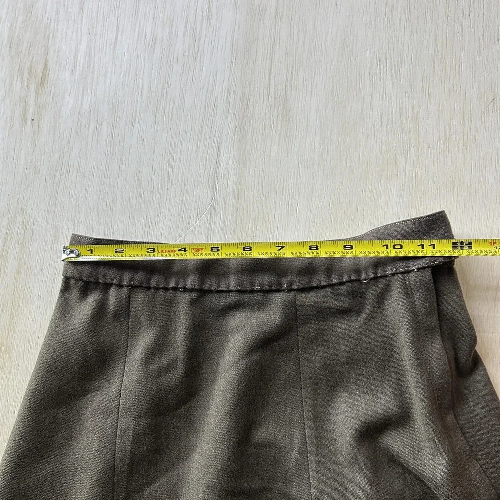 Vintage Brown Twill A-Line Skirt Womens 12 Solid Knee Length Workwear High Rise